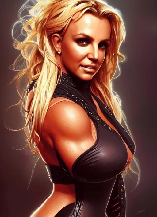 Prompt: britney spears, kim kardashian, carmen electra, muscular, intricate, highly detailed,!, digital painting, artstation, concept art, smooth, sharp focus, illustration, art by artgerm and greg rutkowski and alphonse mucha