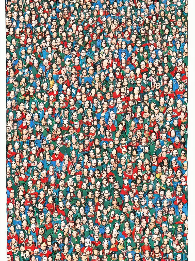 Prompt: Where's Waldo original page by Martin Handford