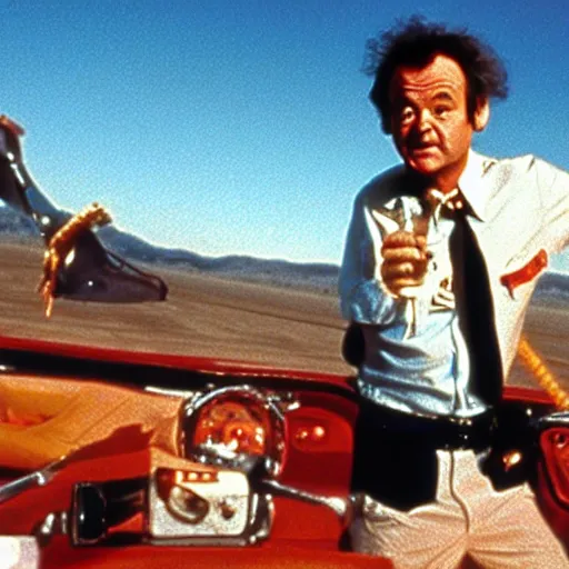 Image similar to bill murray in fear and loathing in las vegas, movie still, promotional shot