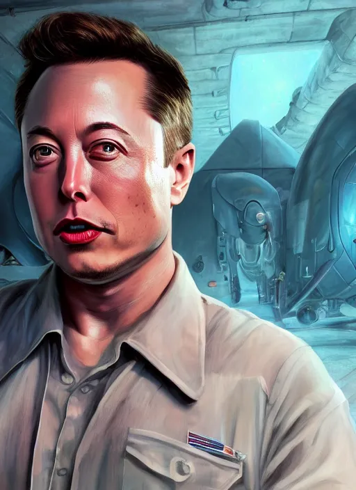 Prompt: ( ( ( hyperrealist cg an epic fantasy comic book style portrait painting of elon musk ) ) ) by alison bechdel, spacex, mars mission, fantasy, photorealistic, octane render, vibrant colors, unreal engine, dynamic lighting, perfect factions, very detailed faces, trending on artstation, poster, volumetric lighting, 4 k, award winning