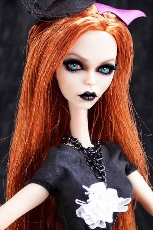 Prompt: gothic witch barbie doll, photorealistic, highly detailed,