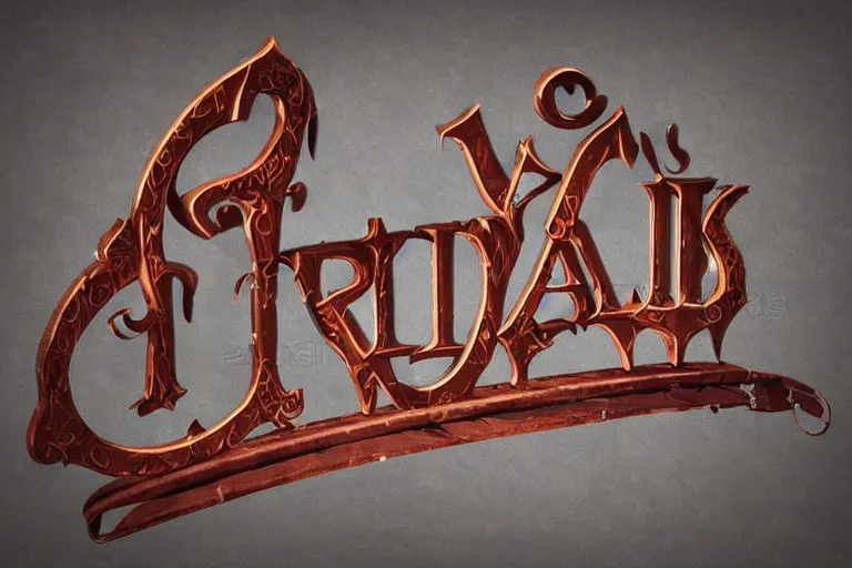 Prompt: 3d sculpt of an arched gothic ironwork sign for a circus called 'the dark metal carnival', artstaton, digital illustration