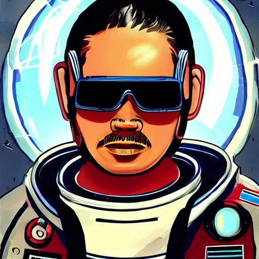 Prompt: a cyberpunk cholo astronaut