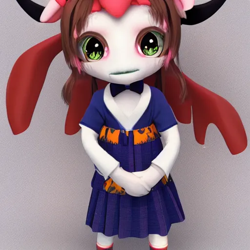 Image similar to cute fumo plush of a goat girl with horns, anime girl, hawaiian shirt, artstation, vray