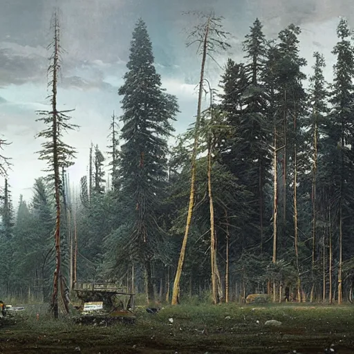 Prompt: a photo by ivan shishkin and simon stalenhag