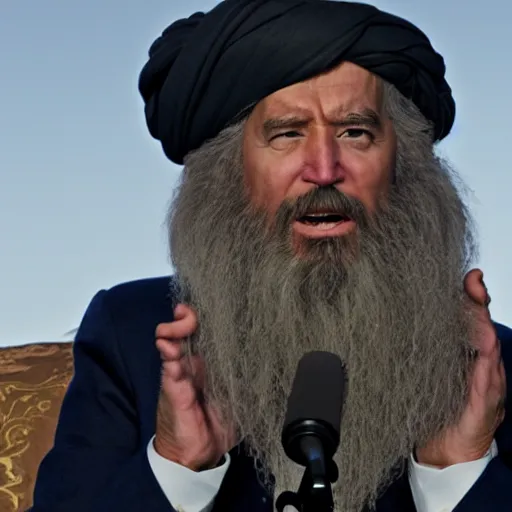 Image similar to 4 k portrait sony a 7 f 2. 8 of president joe biden as a taliban leader