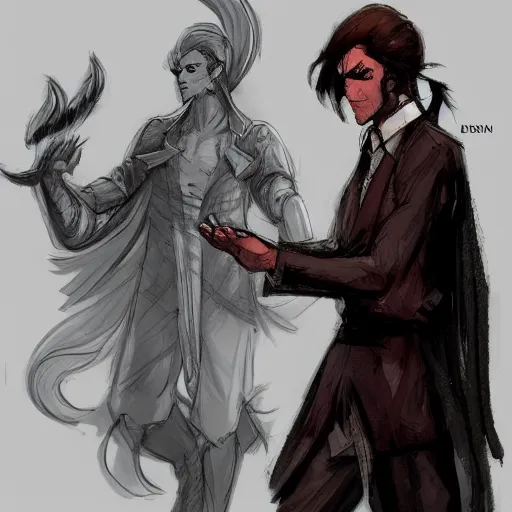 Image similar to A fantasy human character with similare vibes to a mob boss, dnd concept art