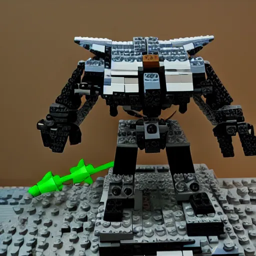 Prompt: mechwarrior timberwolf made of lego