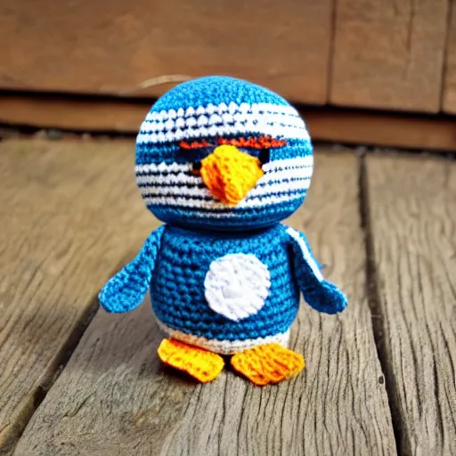 Image similar to crocheted penguin doll,