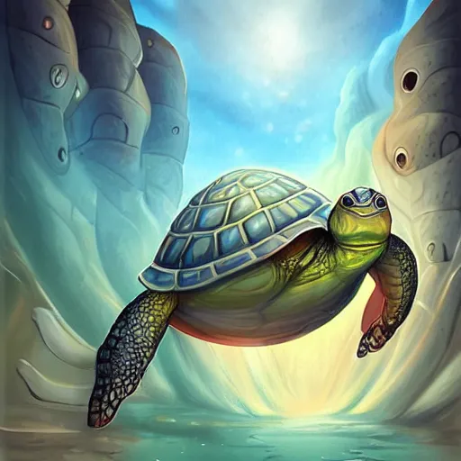 Prompt: anthropomorphic turtle hero by cyril rolando