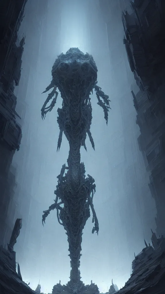 Prompt: professional concept art of a symmetrical! abstract fractal ominous floating robotic terrifying giant thing in a dark room by artgerm and greg rutkowski ( thin white border ). an intricate, elegant, highly detailed digital painting, concept art, smooth, sharp centred focus, illustration, in the style of cam sykes, wayne barlowe, igor kieryluk.