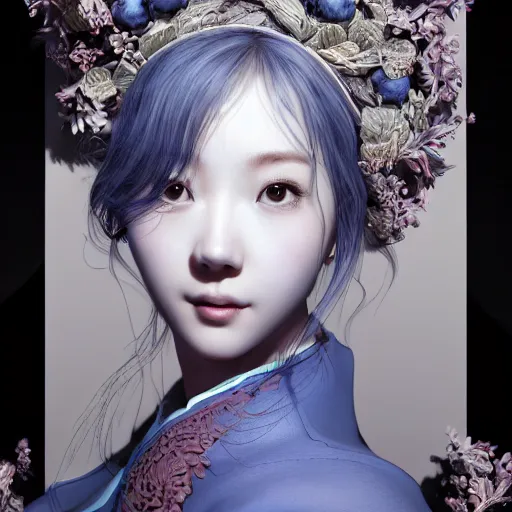 Prompt: the portrait of a blueberry that resembles an absurdly beautiful, graceful, elegant, sophisticated irene bae gravure idol, an ultrafine hyperdetailed illustration by kim jung gi, irakli nadar, intricate linework, bright colors, octopath traveler, final fantasy, unreal engine 5 highly rendered, global illumination, radiant light, detailed and intricate environment