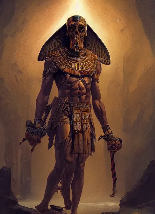 Image similar to digital _ painting _ of _ egyptian god of death _ by _ filipe _ pagliuso _ and _ justin _ gerard _ symmetric _ fantasy _ highly _ detailed _ realistic _ intricate _ port