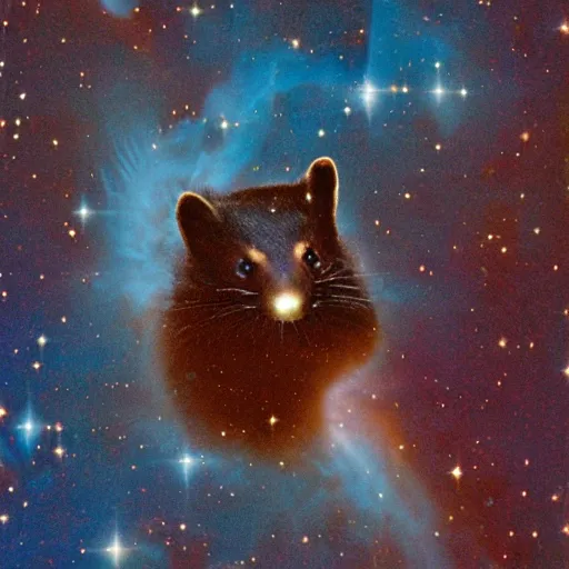 Prompt: pine marten head nebula in space, hubble telescope, NASA photo