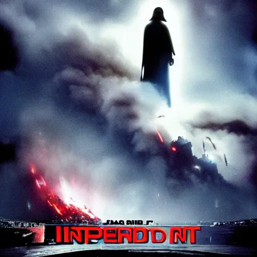 Image similar to movie poster for independence day ( 1 9 9 9 ) starring darth vader