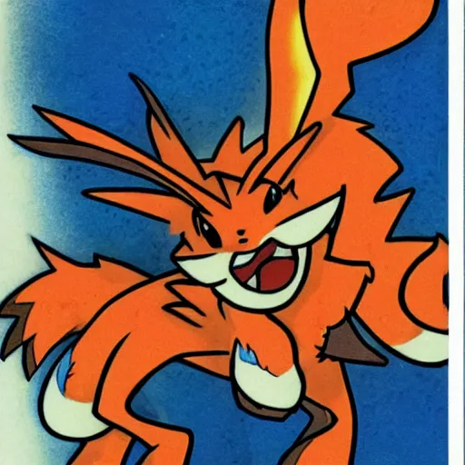 Prompt: never before seen fire type pokemon, illustrated by tokiya and ken sugimori, concept art