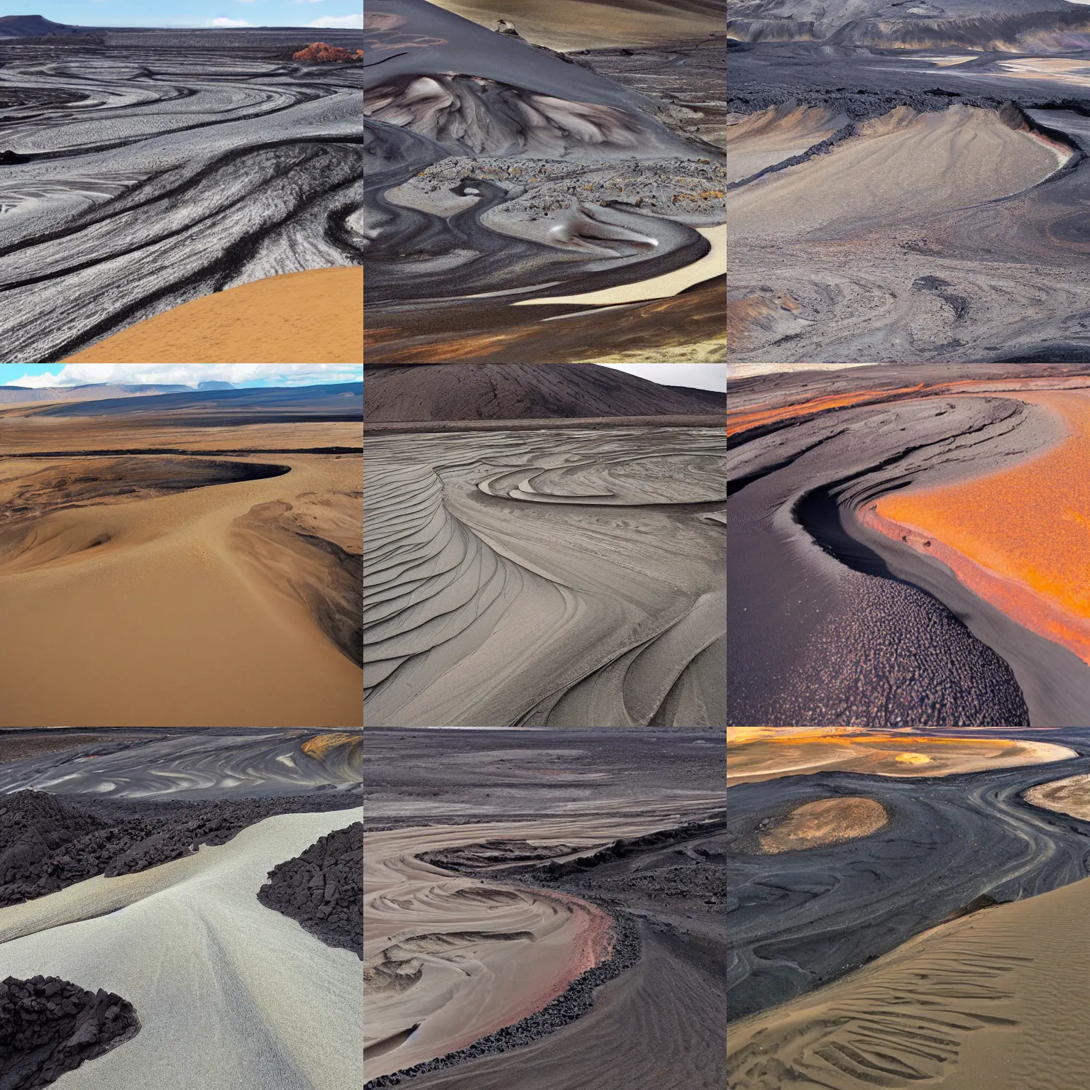 Image similar to sand mountain, lava rivers, photo