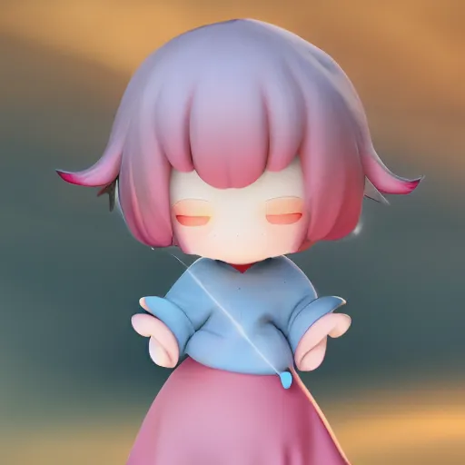 Prompt: cute fumo plush of a girl with a big heart, hair blocking eyes, blob anime, bokeh, vray