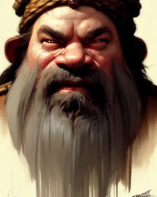 Image similar to a dwarf chieftes | | realistic shaded, fine details, realistic shaded lighting poster by greg rutkowski, magali villeneuve, artgerm, jeremy lipkin and michael garmash and rob rey