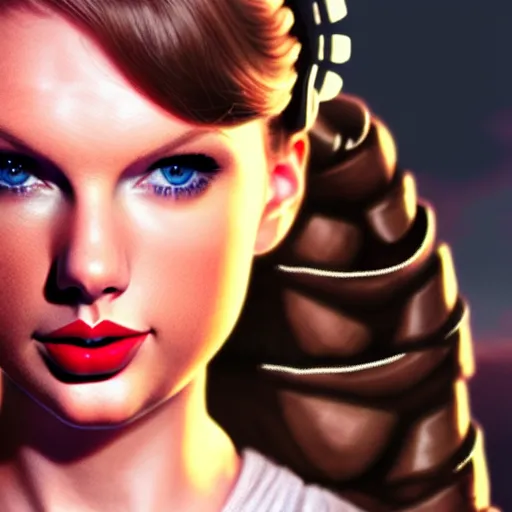 Image similar to Portrait of Taylor Swift as Princess Leia in Star Wars, intricate, elegant, super highly detailed, professional digital painting, artstation, concept art, smooth, sharp focus, no blur, no dof, extreme illustration, Unreal Engine 5, 8K