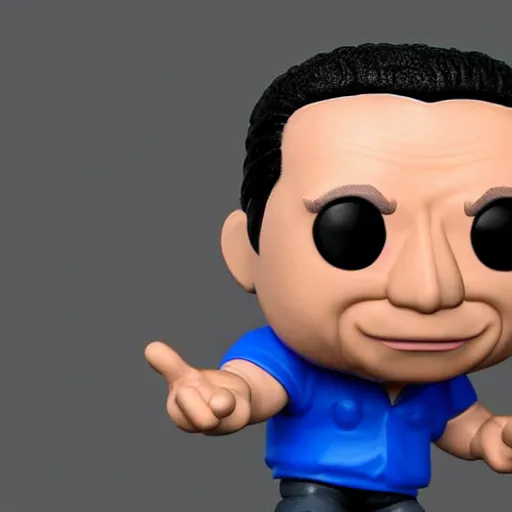 Image similar to 3 d render of funko pop figurine of hugo chavez. realistic. photo. photorealistic. detailed. high quality. high resolution. lossless quality. lossless. 8 k. hdr. 4 k. 8 k resolution. 1 6 k resolution