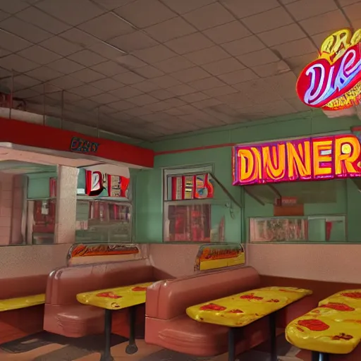 Image similar to 1990's diner full of zombies, 8k, octane render