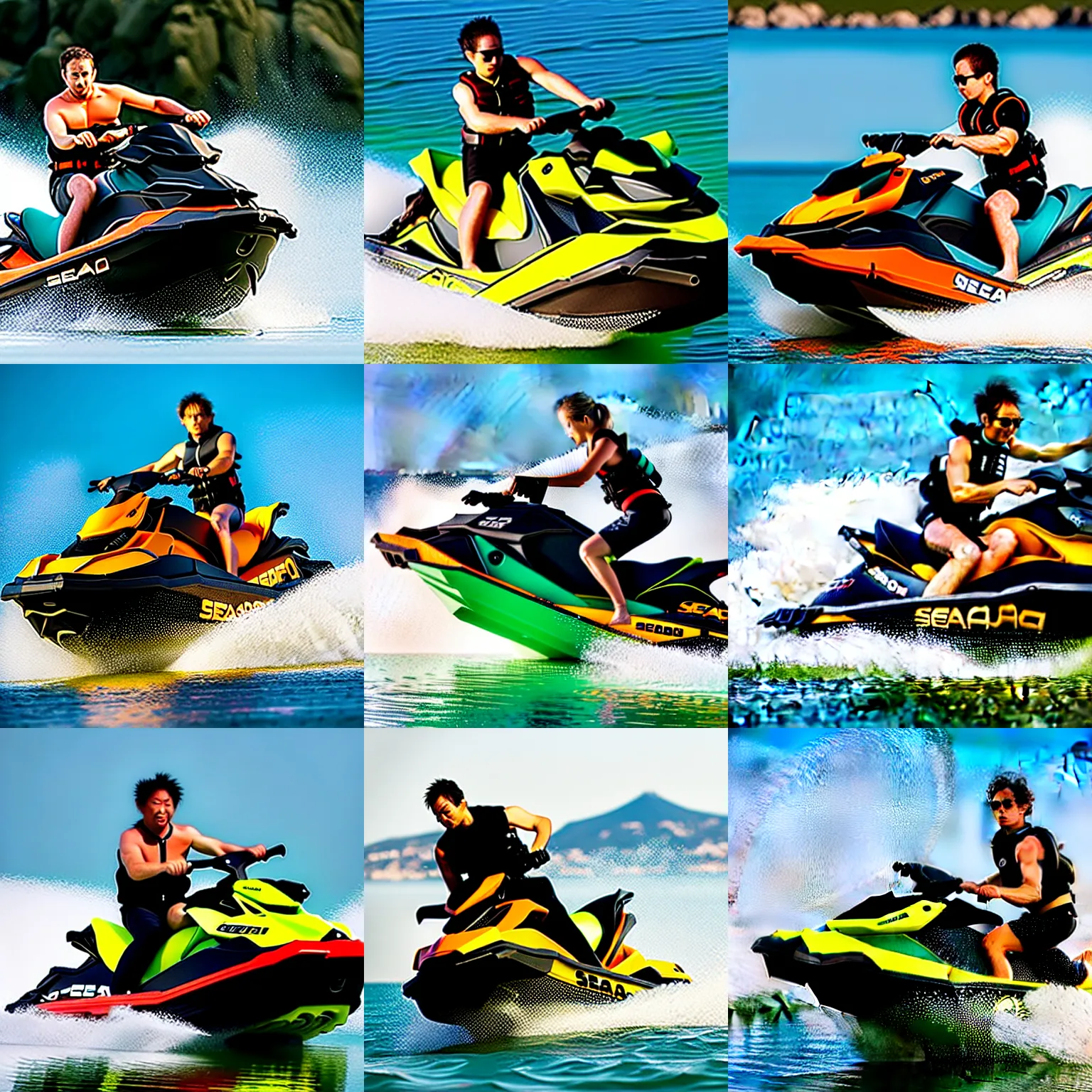 Prompt: sea - doo gtx, japanese ninja on a sea - doo gtx