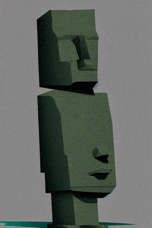 Image similar to cubist moai statue cutout digital illustration cartoon colorful beeple