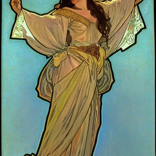 Prompt: paladin, painted by alphonse mucha