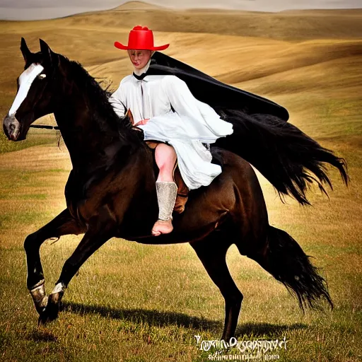 Prompt: portrait of nosferatu riding a horse, sport photography, 5 0 mm lens