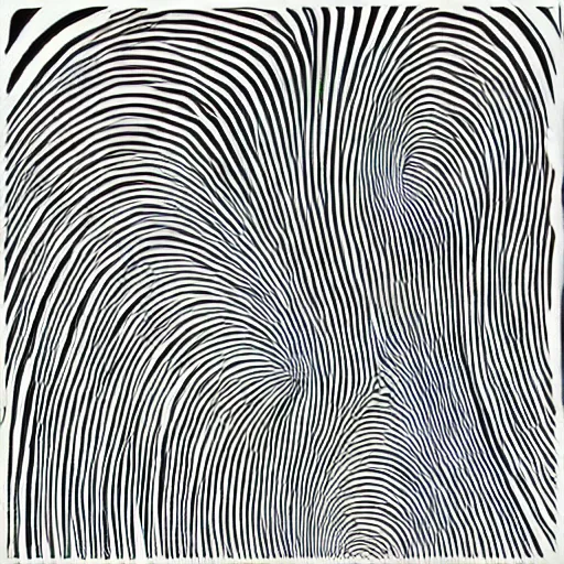 Prompt: continuous spiral single line contour op art, mary louise brooks