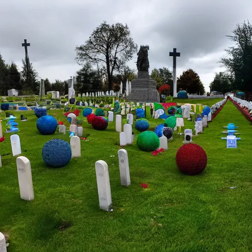 photo of a cemetery with the ground made of ball pit Stable Diffusion
