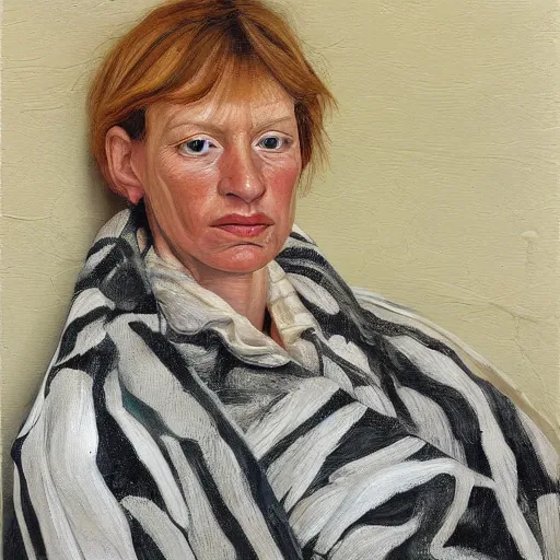 Image similar to high quality high detail painting by lucian freud, hd, portrait of janine cody