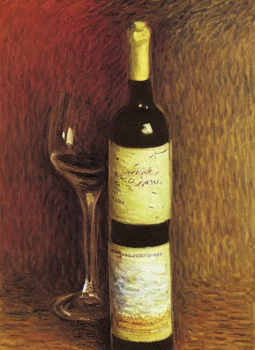 Image similar to bottle of wine, made by Hugo Heyrman, Digital matte art, by Oscar-Claude Monet