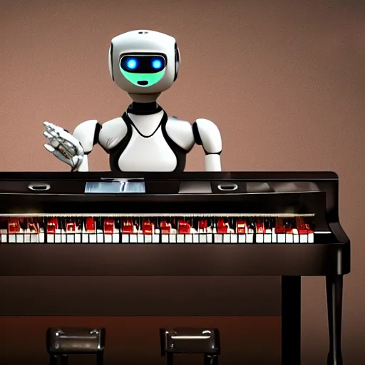 Prompt: A robot playing the piano, ultrarealistic