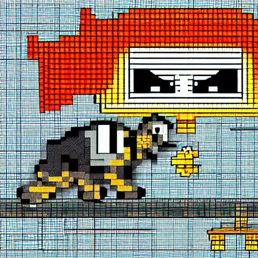 Image similar to raccon in pixel art