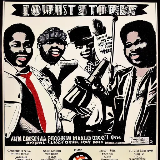 Prompt: an advertisement for the first and foremost album, an album cover by Emory Douglas, featured on flickr, private press, concert poster, groovy, lowbrow