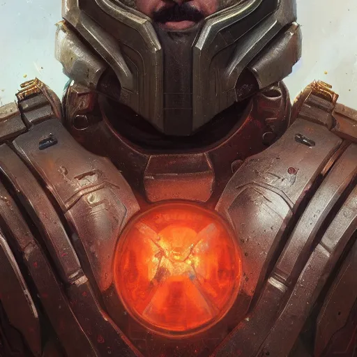 Image similar to the doomslayer as a realistic fantasy d & d character, closeup portrait art by donato giancola and greg rutkowski, realistic face, digital art, trending on artstation