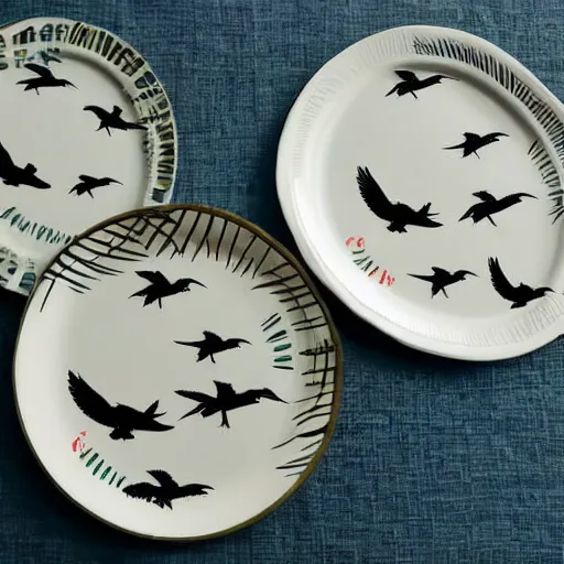 Image similar to decorative plates depicting migratory birds.