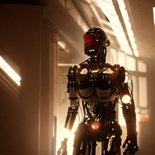 Prompt: movie still of a cyborg, cinematic composition, cinematic light, by edgar wright