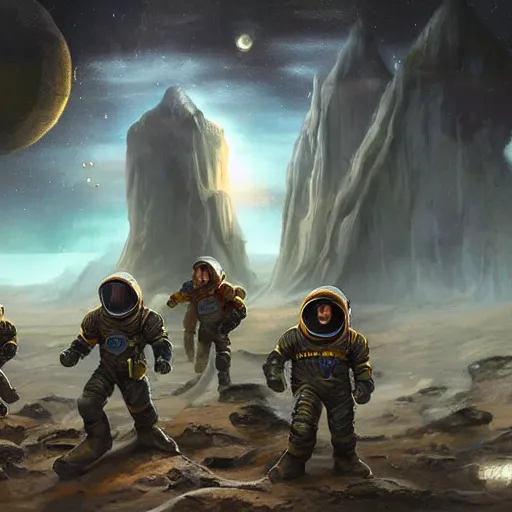 Image similar to space miners, fantasy art, matte painting