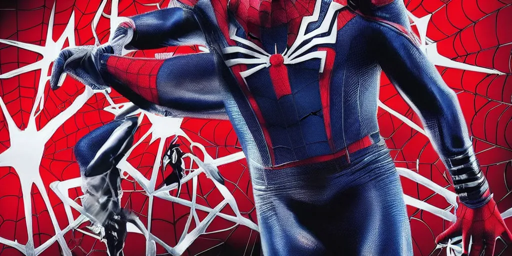 Image similar to Michael Jackson 2000s wears a Spider-Man costume without a mask, poster, MCU, Marvel, ultra realistic, 4K, movie still, UHD, sharp, detailed, cinematic, render, modern