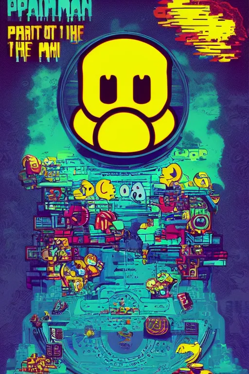 Prompt: portrait of pacman in the style of Rob Lefield and Dan Mumford , trending on artstation, digital art,surrealism ,macro,blueprint ,vaporwave ,