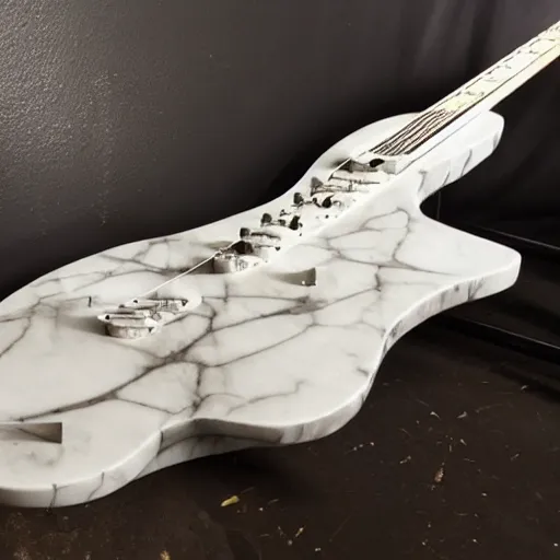 Image similar to an electrified guitar made entirely out of marble