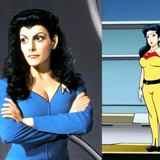 Image similar to counselor deanna troi, star trek : the next generation, studio ghibli