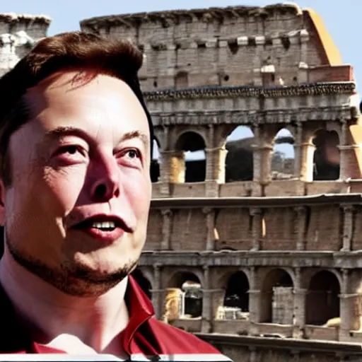 Prompt: elon musk as a roman praetorian in the streets of ancient rome, photograph still