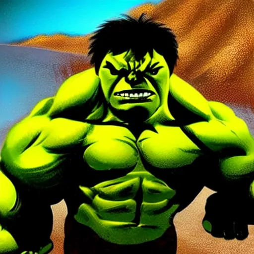 Image similar to hulk in desert