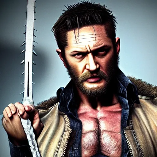 Image similar to Tom Hardy as wolverine very detailed. 4K quality Super Realistic