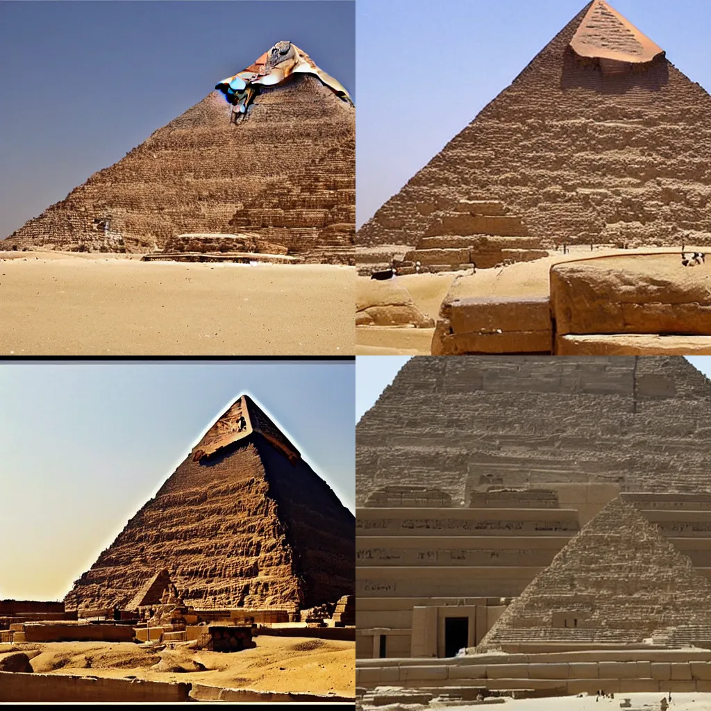 Prompt: egyptian pyramid designed by frank lloyd wright