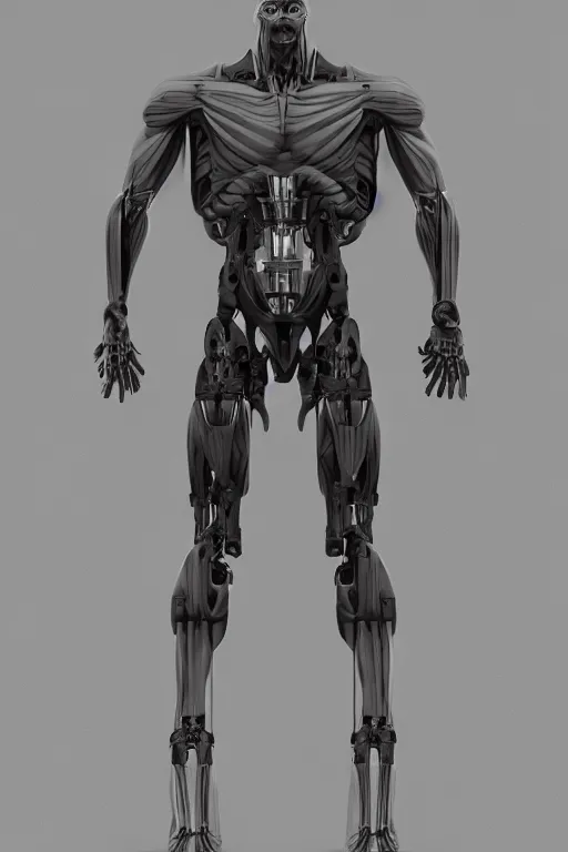 Image similar to symmetry!! full body human anatomy concept, plating, gun metal grey, cyborg limbs, gorilla feet, digital art, in the style of ben lol, brian sum, ramil sunga, herbert lowis, furio tedesschi, christopher cao, artstation, pinterest, deviantart, photoshop, octane render, unreal engine